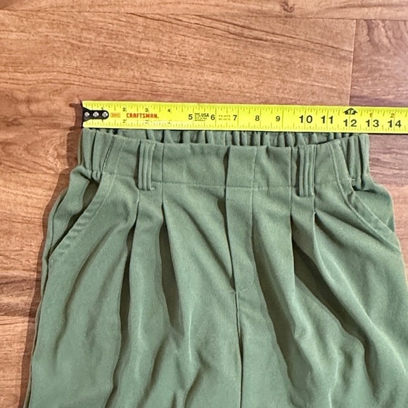 Halara Flex Women Small High Waisted Pocket Wide Waffle Work Loden Green Pants - Picture 5 of 12